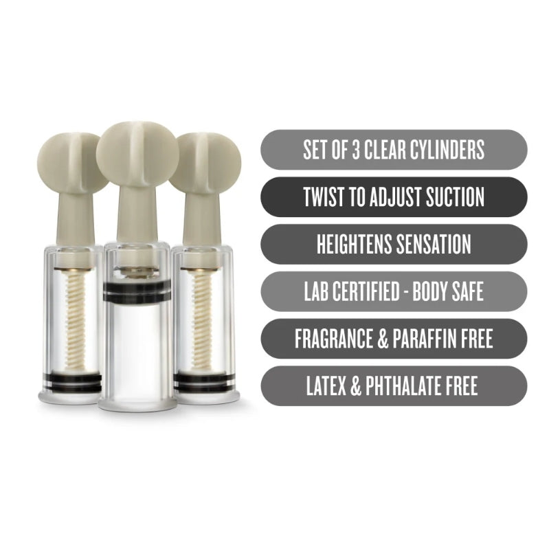 Blush - Temptasia - Clit And Nipple Twist Suckers - Set of 3 - Clear