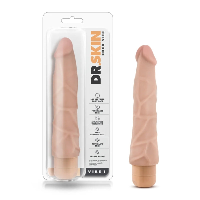 Blush - Dr. Skin - Cock Vibe 1 - 9" Vibrating Cock - Beige