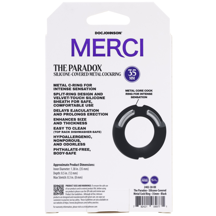 Merci The Paradox Silicone-Covered Metal Cock Ring 35mm Black