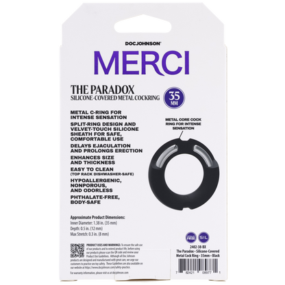 Merci The Paradox Silicone-Covered Metal Cock Ring 35mm Black