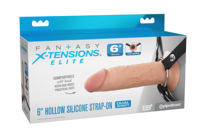 Fantasy X-Tensions Elite 6" Silicone Hollow Strap-On Dual Density - Light