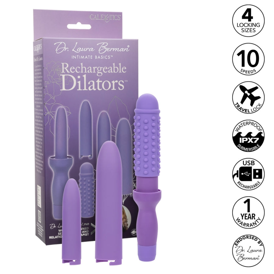 Dr. Laura Berman Rechargeable Dilators Set of 4 Locking Sizes Plus Sleeve