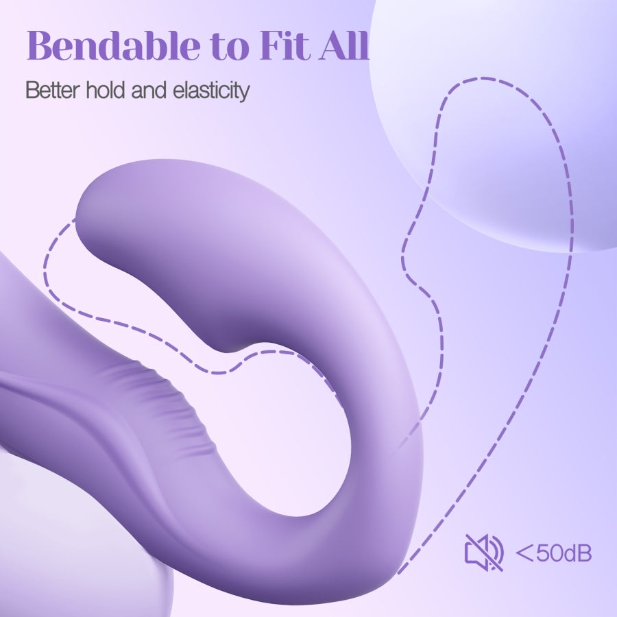 Cushify Full Silicone Double-Ended Dildo Vibrator Taro Purple