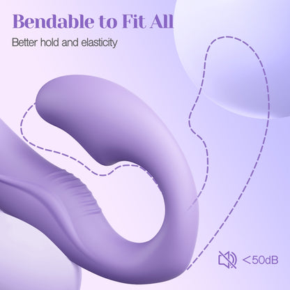 Cushify Full Silicone Double-Ended Dildo Vibrator Taro Purple