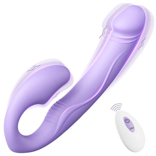 Cushify Full Silicone Double-Ended Dildo Vibrator Taro Purple