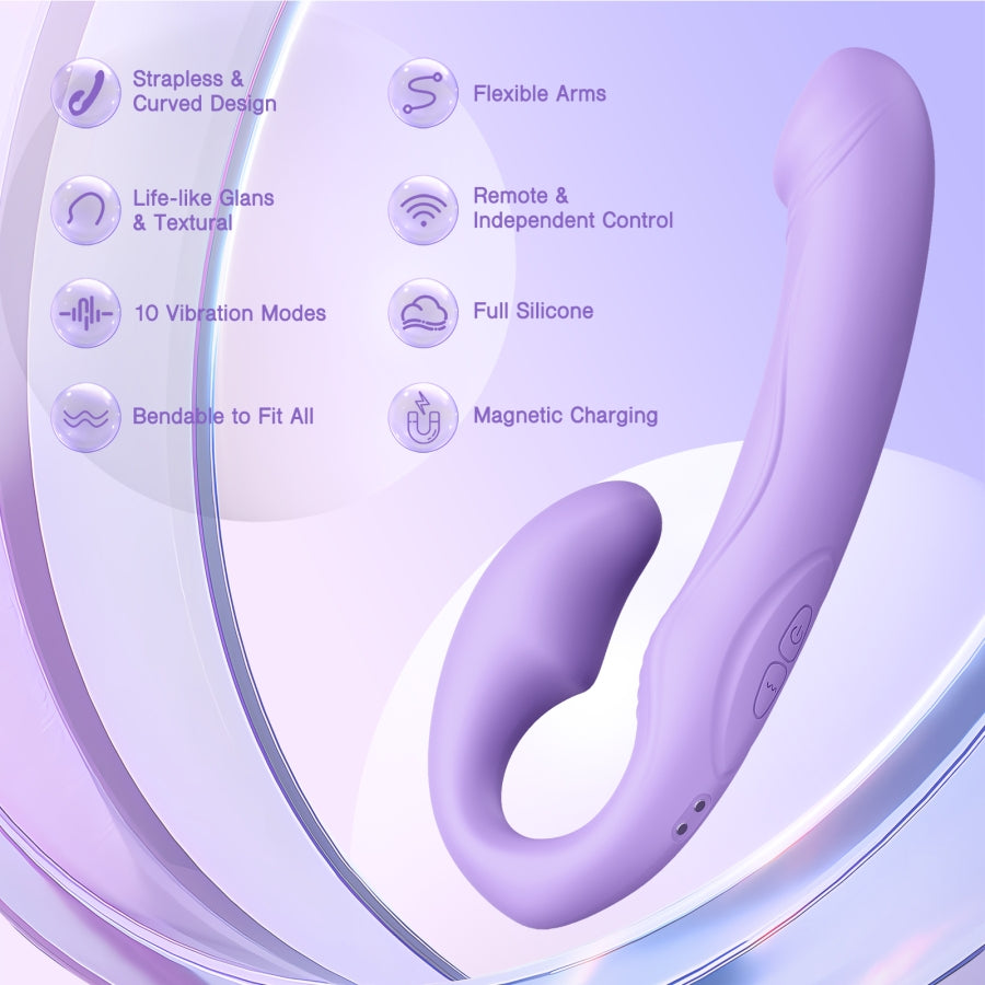 Cushify Full Silicone Double-Ended Dildo Vibrator Taro Purple