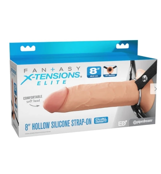Fantasy X-Tensions Elite 8" Silicone Hollow Strap-On Dual Density - Light