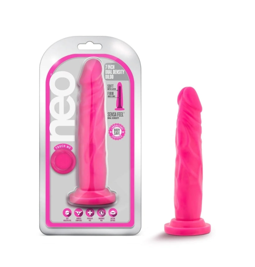 Blush - Neo - 7.5" Dual Density Cock - Neon Pink