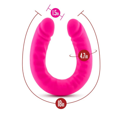 Blush - Ruse - 18 inch Silicone Slim Double Dong - Hot Pink