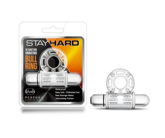 Blush - Stay Hard - 10 Function Vibrating Bull Ring - Clear