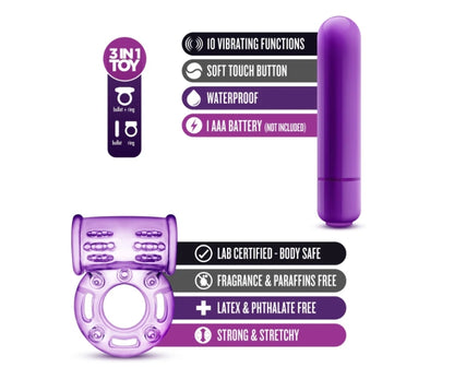 Blush - Play With Me - Couples Play - Vibrating Cockring - Purple