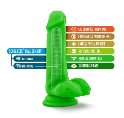 Blush - Neo - 6 Inch Dual Density Cock With Balls - Neon Green