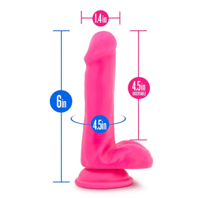 Blush - Neo - 6 Inch Dual Density Cock With Balls - Neon Pink