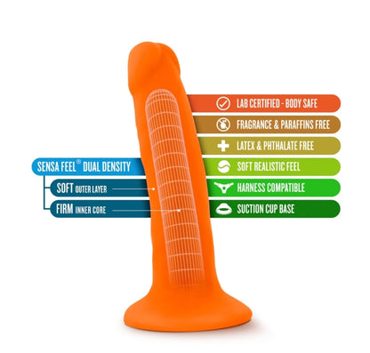 Blush - Neo - 6 Inch Dual Density Cock - Neon Orange