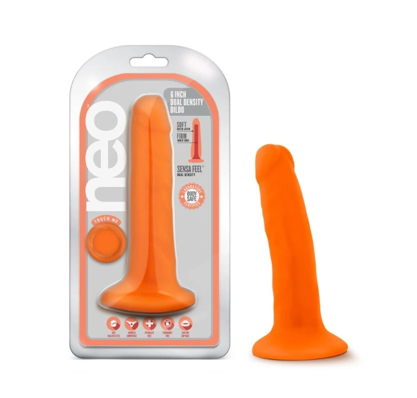 Blush - Neo - 6 Inch Dual Density Cock - Neon Orange
