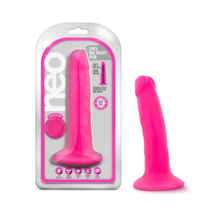 Blush - Neo - 6 Inch Dual Density Cock - Neon Pink