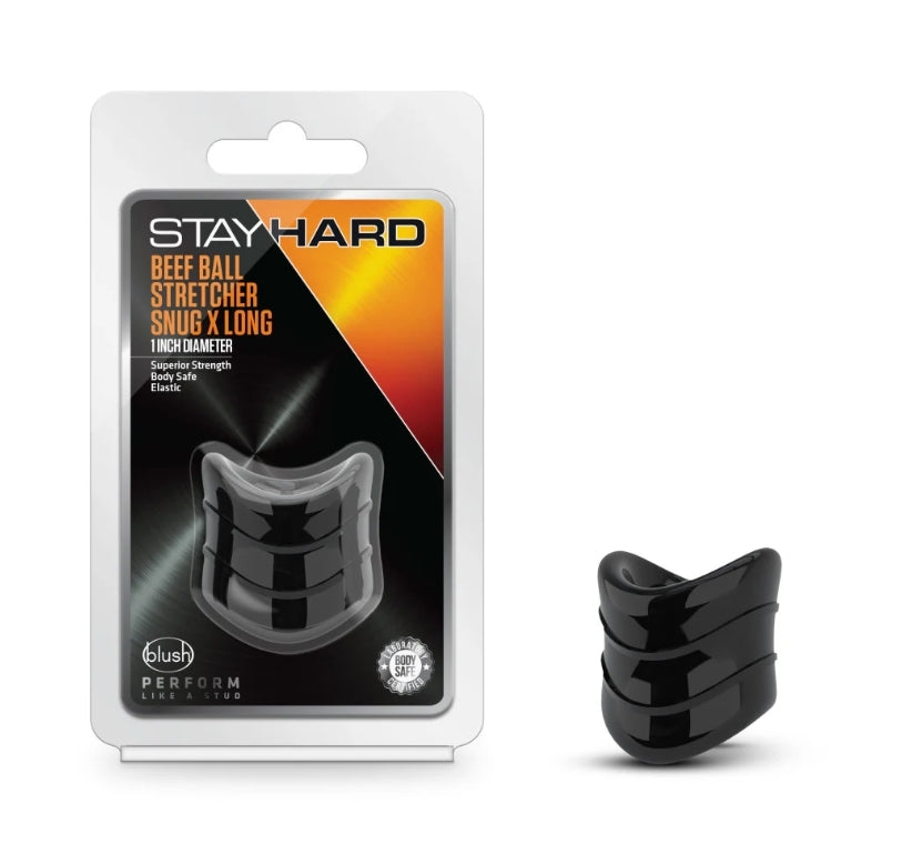 Blush - Stay Hard - Beef Ball Stretcher Snug X Long- 1" Diameter- Black