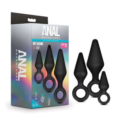 Blush - Anal Adventures Platinum - Silicone Loop Plug Kit - Black