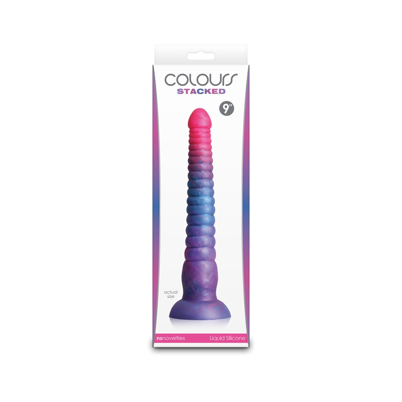NS - Colours - Stacked - 9" Dildo - Pink/Blue