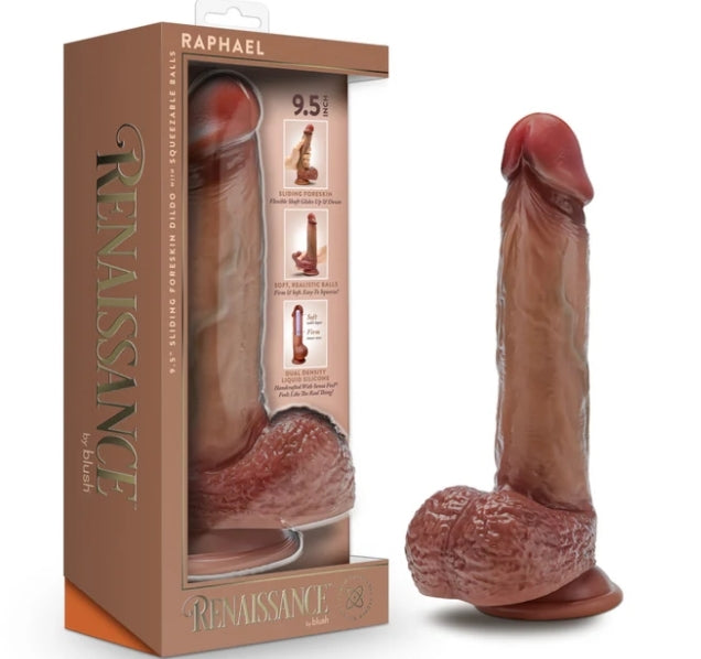 Blush - Renaissance - Raphael 9.5" Sliding Foreskin Dildo w Squeezable Balls