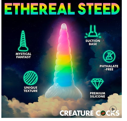 Creature Cocks - Uni-Glow Glow-In-The-Dark Rainbow Silicone Dildo