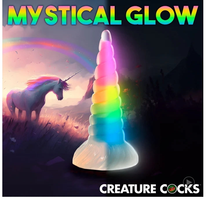 Creature Cocks - Uni-Glow Glow-In-The-Dark Rainbow Silicone Dildo