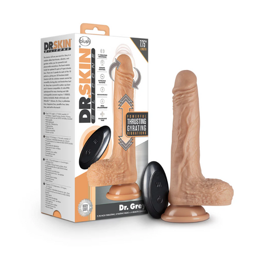 Blush - Dr. Skin Silicone - Dr. Grey - 7.75 Inch Thrusting Dildo - Vanilla