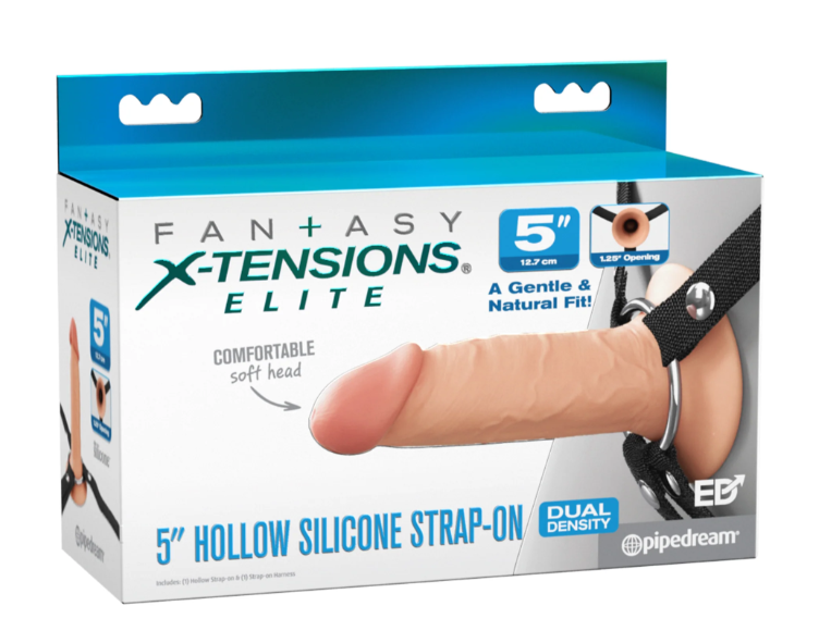 Fantasy X-Tensions Elite 5" Silicone Hollow Strap-On Dual Density - Light
