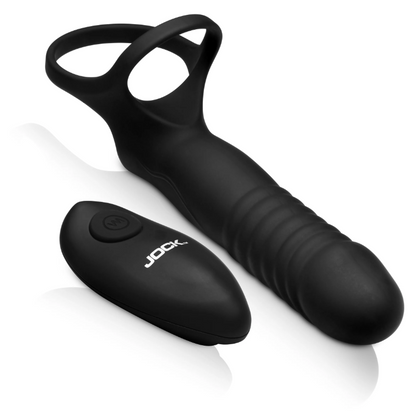 Jock- Double Thrust Thrusting & Vibrating Double Penetration C-Ring w/Remote