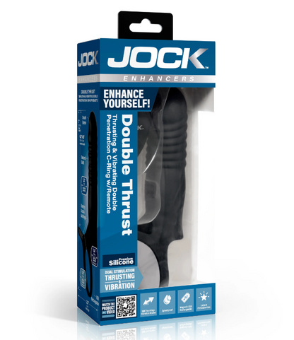 Jock- Double Thrust Thrusting & Vibrating Double Penetration C-Ring w/Remote
