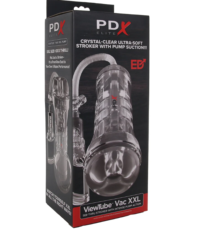 PDX Elite ViewTube Vac XXL Pump See-Thru EZ-Grip Pump Stroker - Clear
