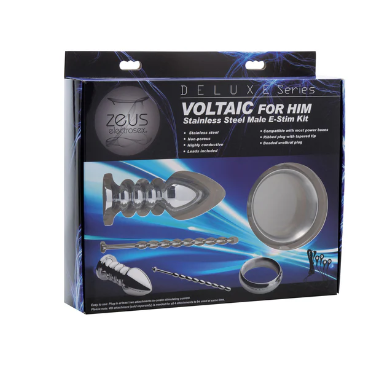 Zeus Electrosex - Deluxe Voltaic For Him Stainless Steel E-stim Kit