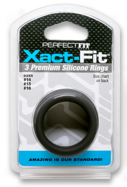 PerfectFit - Xact-Fit Silicone Rings - #14, #15, #16 - Black