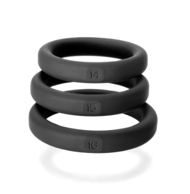 PerfectFit - Xact-Fit Silicone Rings - #14, #15, #16 - Black