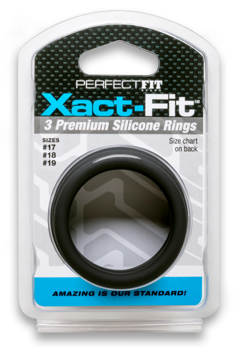 PerfectFit - Xact-Fit Silicone Rings - #17, #18, #19 - Black