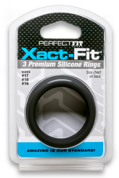 PerfectFit - Xact-Fit Silicone Rings - #17, #18, #19 - Black