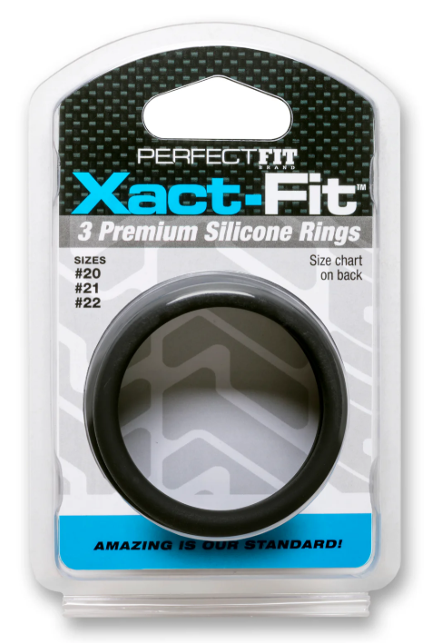 PerfectFit - Xact-Fit Silicone Rings - #20, #21, #22 - Black