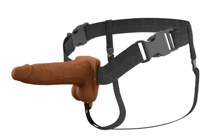 Fantasy X-Tensions Elite 6" Vibrating Hollow Silicone Strap-On - Brown