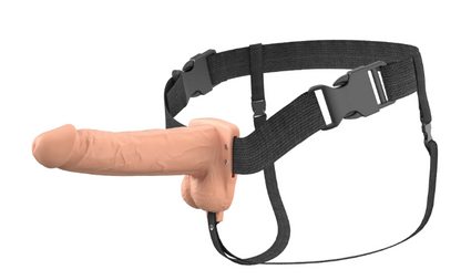 Fantasy X-Tensions Elite 7" Vibrating Hollow Silicone Strap-On - Light