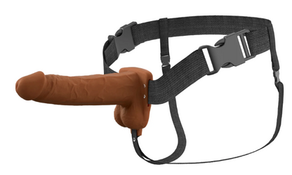 Fantasy X-Tensions Elite 7" Vibrating Hollow Silicone Strap-On - Brown