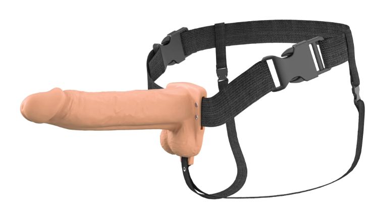 Fantasy X-Tensions Elite 8" Vibrating Hollow Silicone Strap-On - Light