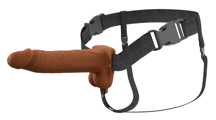 Fantasy X-Tensions Elite 8" Vibrating Hollow Silicone Strap-On - Brown