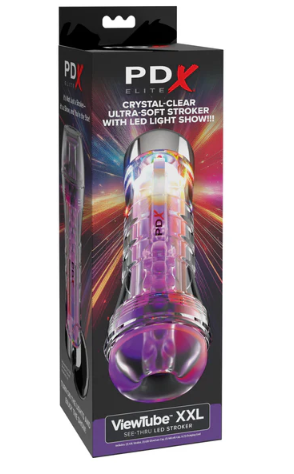 PDX Elite ViewTube XXL See-Thru EZ-Grip LED Stroker - Clear