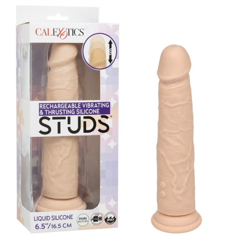 Rechargeable Vibrating & Thrusting Silicone Studs- Ivory