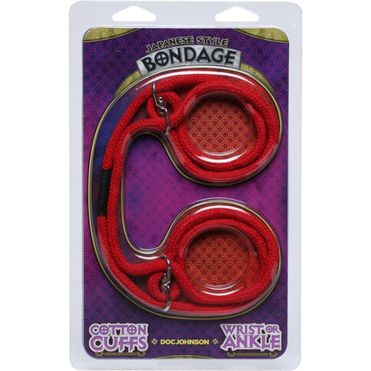 Doc Johnson Japanese Style Bondage – Cotton Bondage Wrist or Ankle Rope Cuffs - Red