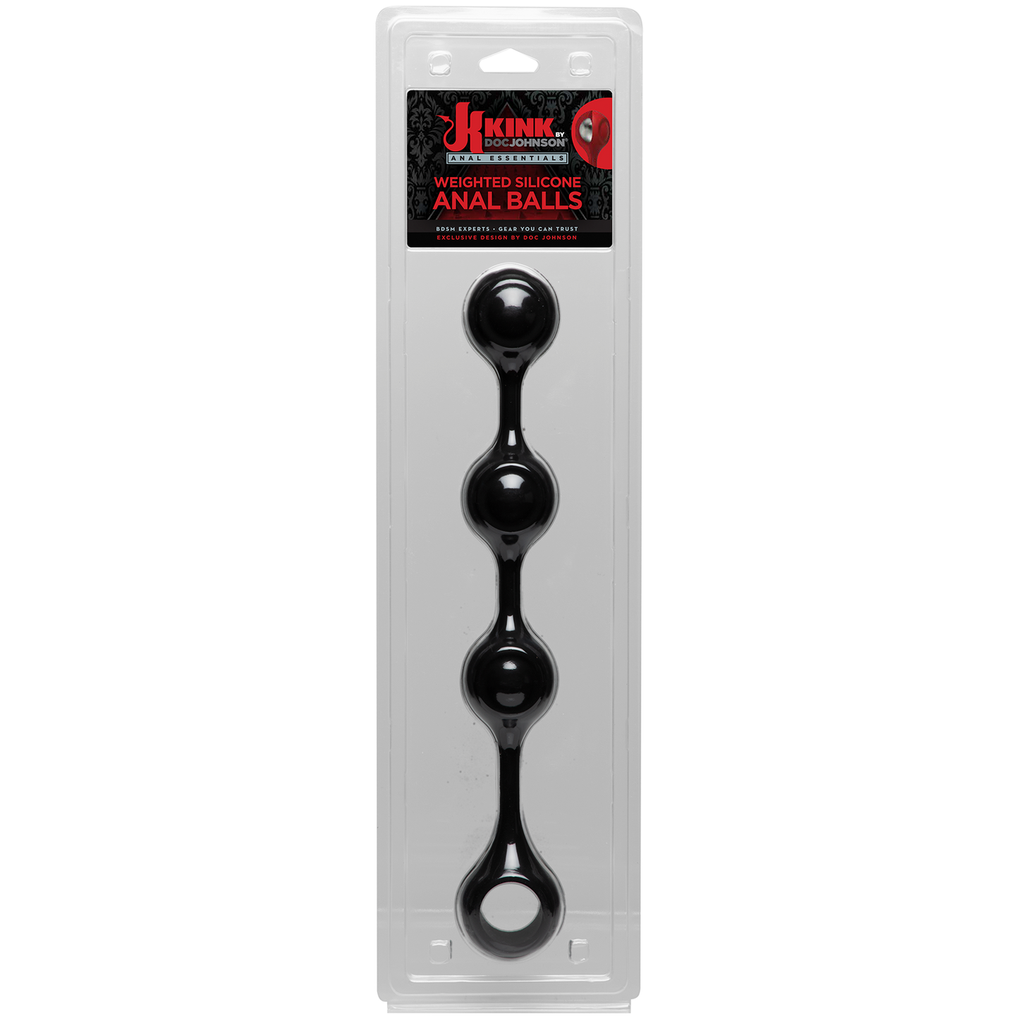 Kink By Doc Johnson - Anal Essentials Weighted Silicone Anal Balls - Black