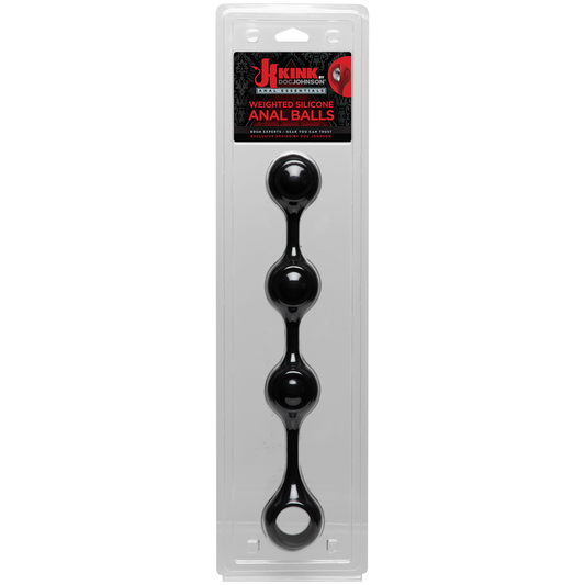 Kink By Doc Johnson - Anal Essentials Weighted Silicone Anal Balls - Black