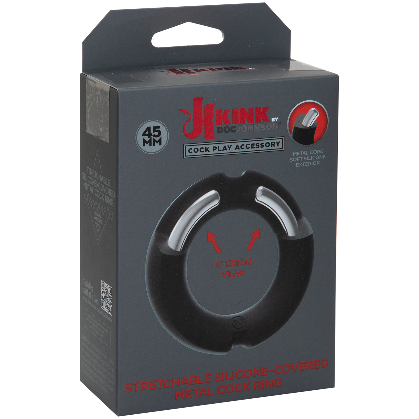 Doc Johnson KINK Silicone-Covered Metal Cock Ring - 45mm