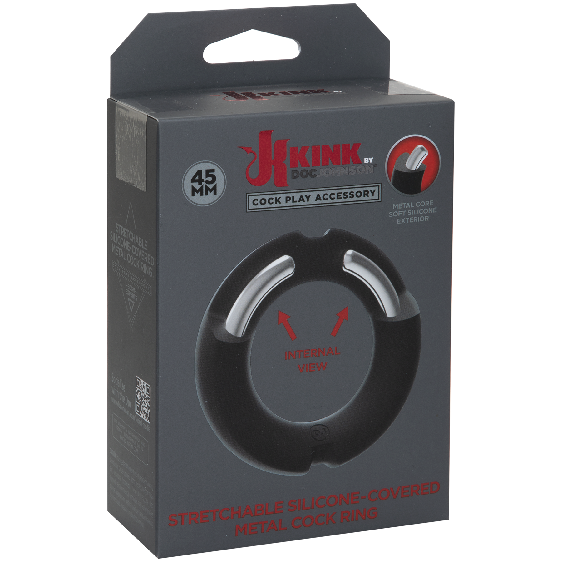 Doc Johnson KINK Silicone-Covered Metal Cock Ring - 45mm