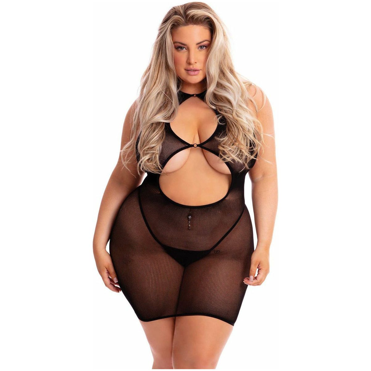 Pink Lipstick Follow Me Mini Dress – Black – Plus Size